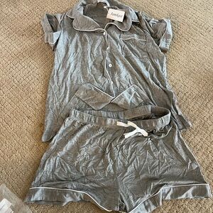 Gray and White Pajama Set Soft Sleepwear